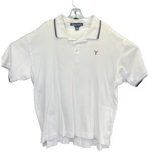 The Hamptons Lobster Logo Mens Sz  2XL White Golf Polo Shirt  (G17) EUC